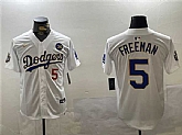 Men's Los Angeles Dodgers #5 Freddie Freeman White Gold 2024 World Series With No. 34 Patch Home Limited Stitched Jersey,baseball caps,new era cap wholesale,wholesale hats
